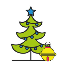 Poster - merry christmas pine tree icon