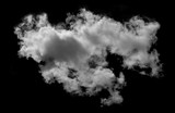 Fototapeta Niebo - White cloud isolated on black background,Textured smoke,brush effect