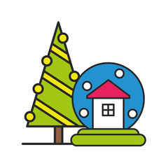 Poster - merry christmas pine tree icon