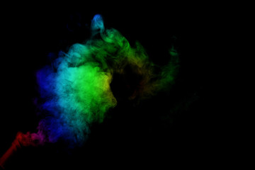 Wall Mural - Abstract smoke isolated on black background,Rainbow powder