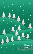 Merry Christmas Tree Background With Trees And Snowflakes