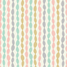 Hand Drawn Oval Striped Abstract Seamless Pattern In Pastel Colours. Sweet Vector Geometric Background Design Ideal For Children And Babies.