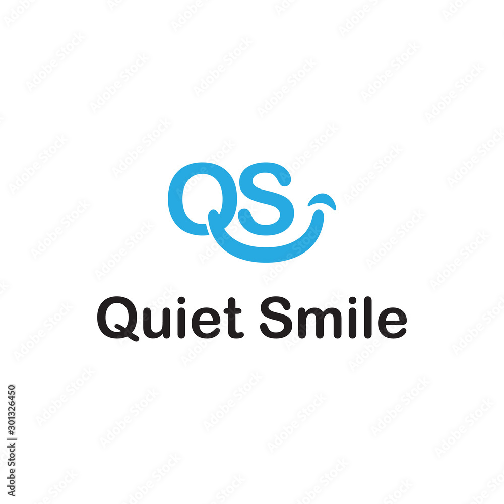 Initial letter qs logo with smile line symbol design vector template ...