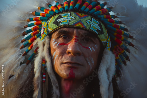 Fotomural native Americans.portrait of Americans Indian man.