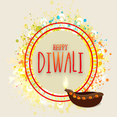 Wall Mural - Greeting Card for Happy Diwali celebration.