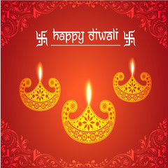 Wall Mural - Greeting Card for Happy Diwali celebration.