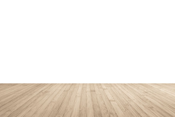 Wall Mural - Wood floor with empty white wall background texture