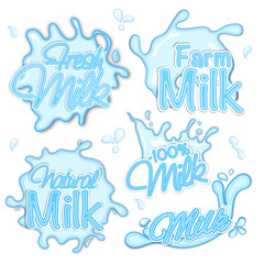 Sticker - Fresh Milk Stickers, Tags or Labels set.