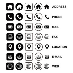 web icon set, business card icon concept, website icon vector symbol for contact us