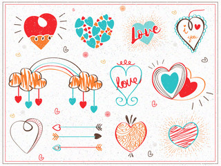 Sticker - Set of Hearts for Valentine's Day Celebration.