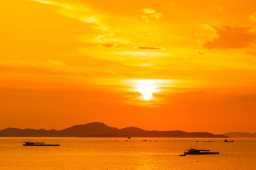 Wall Mural - Beautiful landscape of sea ocean around Pattaya city in Thailand at sunset time