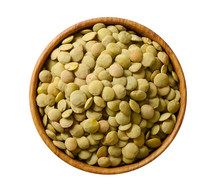 Bowl Of Green Lentil Isolated On White Background