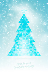 Wall Mural - christmas background with abstract triangle tree and snow