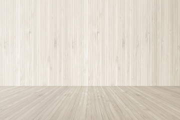 Wall Mural - Wood texture background of floor and wall in light cream sepia brown color