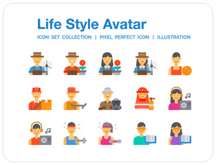 Sticker - Life-Style-Avatar Icons Set. UI Pixel Perfect Well-crafted Vector Thin Line Icons. The illustrations are a vector.