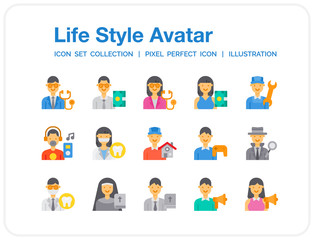 Sticker - Life-Style-Avatar Icons Set. UI Pixel Perfect Well-crafted Vector Thin Line Icons. The illustrations are a vector.