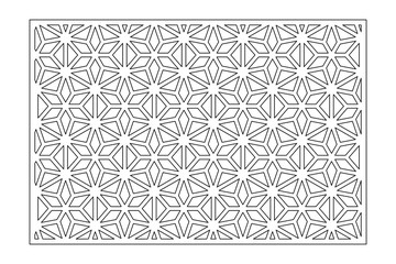 Set decorative card for cutting. Line, arabesque, weaving pattern. Laser cut. Ratio 2:3. Vector illustration.