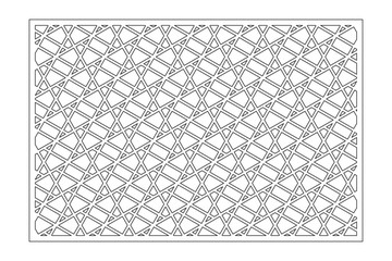 Set decorative card for cutting. Line, Arab, pattern. Laser cut. Ratio 2:3. Vector illustration.