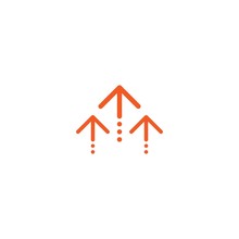 Three Red Thin Arrows Up Icon. Isolated On White. Upload Icon. Upgrade Sign. Growth Symbol.