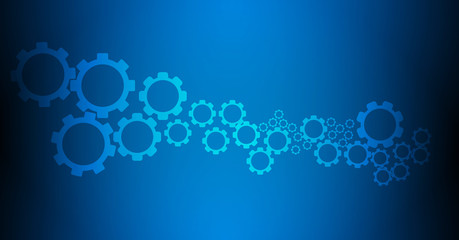 blue abstract background with gears technology digital icon background