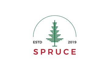 Wall Mural - Minimalist modern spruce tree line art logo design vector graphic