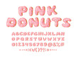 Cartoon vector illustration donut. Hand drawn font with sweet bun. Actual Creative art bake alphabet