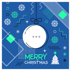 Wall Mural - Merry Christmas. Greeting card with Christmas ball as a ping pong ball. Abstract flat design. Vector illustration.