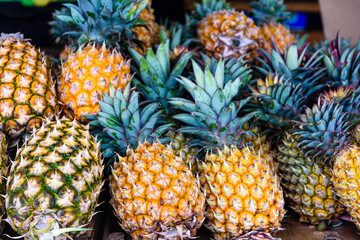  Fresh whole pineapples at the market