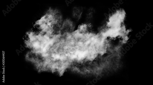 Cuadros en Lienzo White cloud isolated on black background,Textured smoke,brush effect