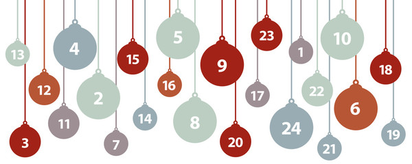 Wall Mural - advent calendar 24 christmas tree balls vector illustration EPS10