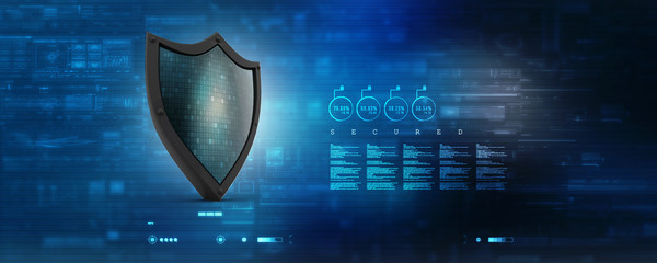 3d illustration security concept - shield