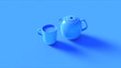 Blue Mug and Teapot 3d illustration 3d render	