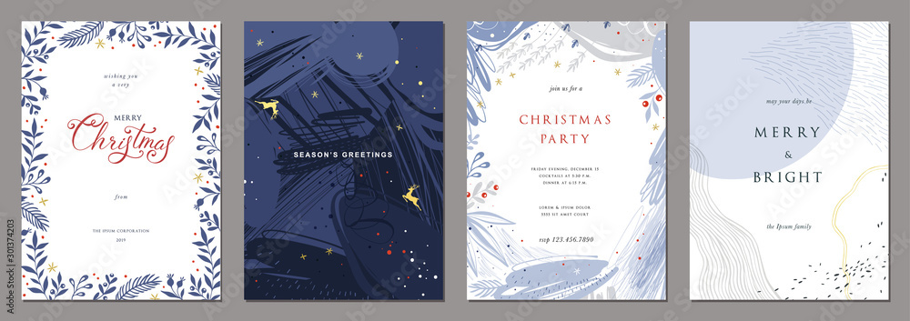 Merry Christmas and Modern Business Holiday cards. - obrazy, fototapety, plakaty 