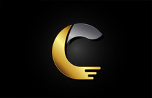 Gold Or Golden Alphabet Letter C For Company Icon Logo Design