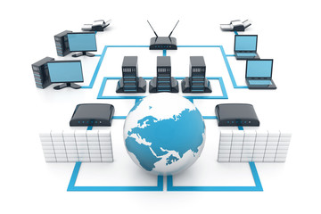 Computer network. Internet concept. Network diagram. 3d illustration