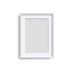 Wall Mural - vertical blank picture frame, realistic white vertical picture frame, a4