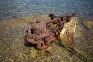 Wall Mural - Rusty Shipping Anchor Chain on the seashore of Manoel Island Malta