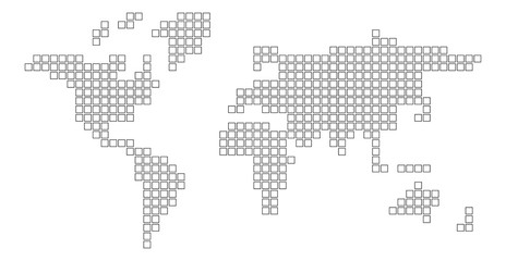 Wall Mural - World map of black squares. Vector illustration
