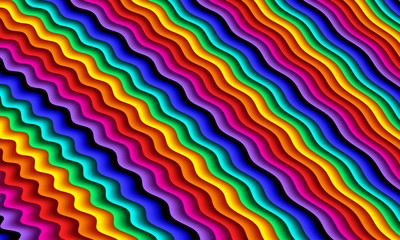 Wall Mural - Bright rainbow wavy abstract background. Artwork for creative design and art.