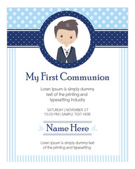 Wall Mural - My first communion boy. Invitation design for a boy communion