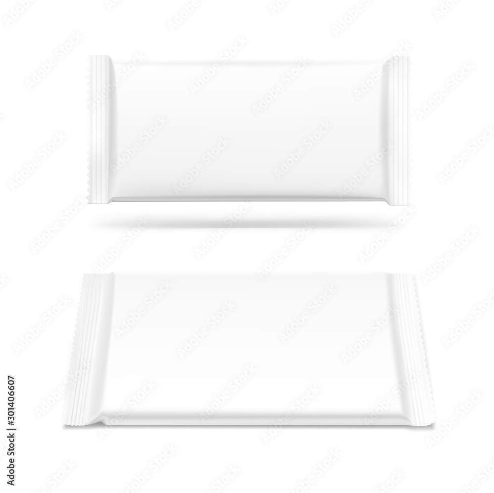 Blank flow pack isolated on white background. Realistick vector ...