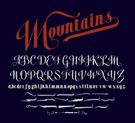 Wall Mural - Mountains font - bold vintage script letter set
