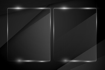 Wall Mural - Beautiful blank shining glass banner on a black background