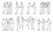 © sabelskaya - Global partnership and teamwork line drawing set - isolated vector illustration