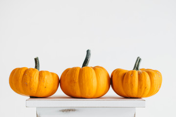 Fresh pumpkin isolated on white background. For Halloween, thanksgiving holiday and Autumn theme.