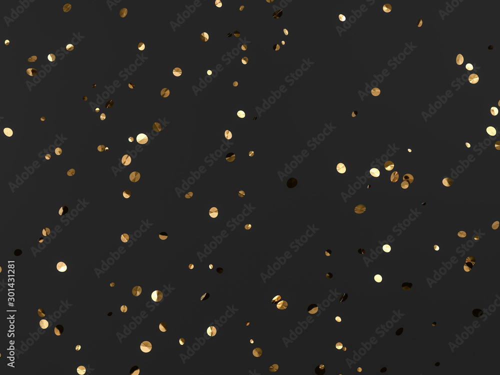 Festive falling Gold confetti isolated on black background, golden ...