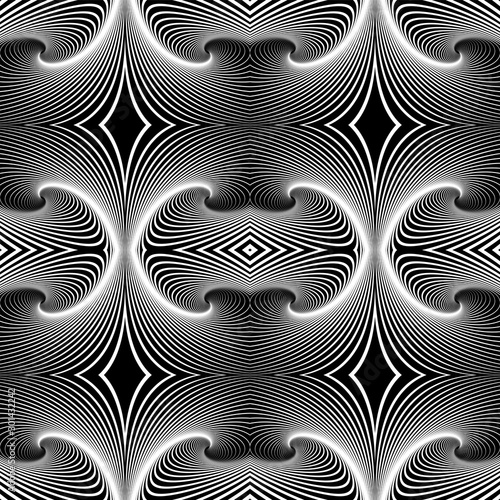 Seamless geometric op art pattern. Lines texture.