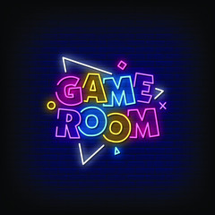 Wall Mural - Game Room Neon Signs Style Text Vector