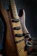  Custom striped electric guitar close up