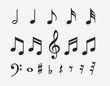© Belozersky - Music notes icons set. Musical key signs. Vector symbols on white background.